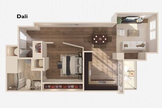Dali -  1 Bedroom 1 Bath 21803 floor plan